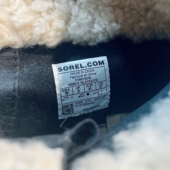 Sorel Joan of Arctic Wedge Mid Shearling Boot Black Ancient Fossil Size 10 - Picture 14 of 14